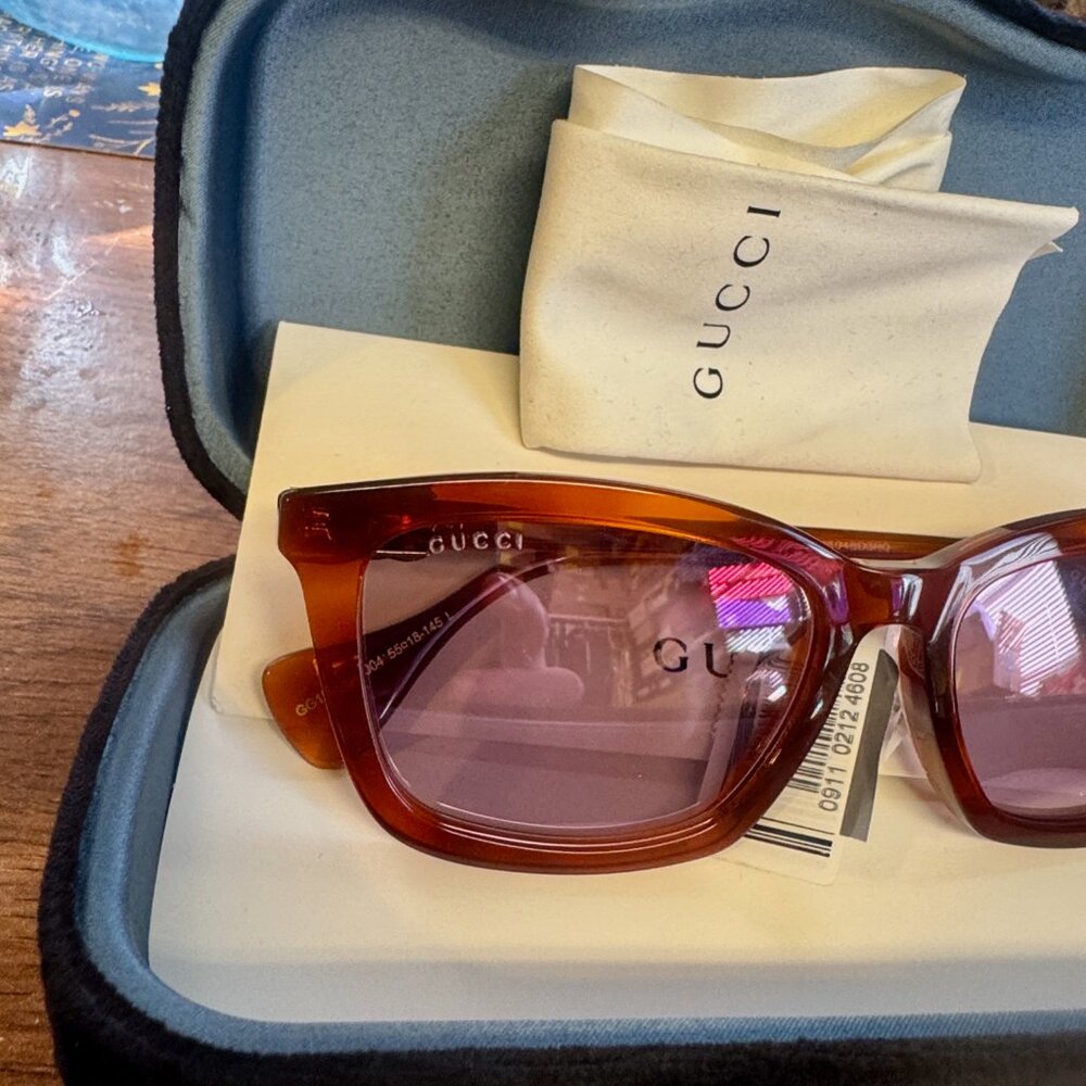 Gucci 55mm Square Sunglasses Havana Violet - Picture 8 of 9